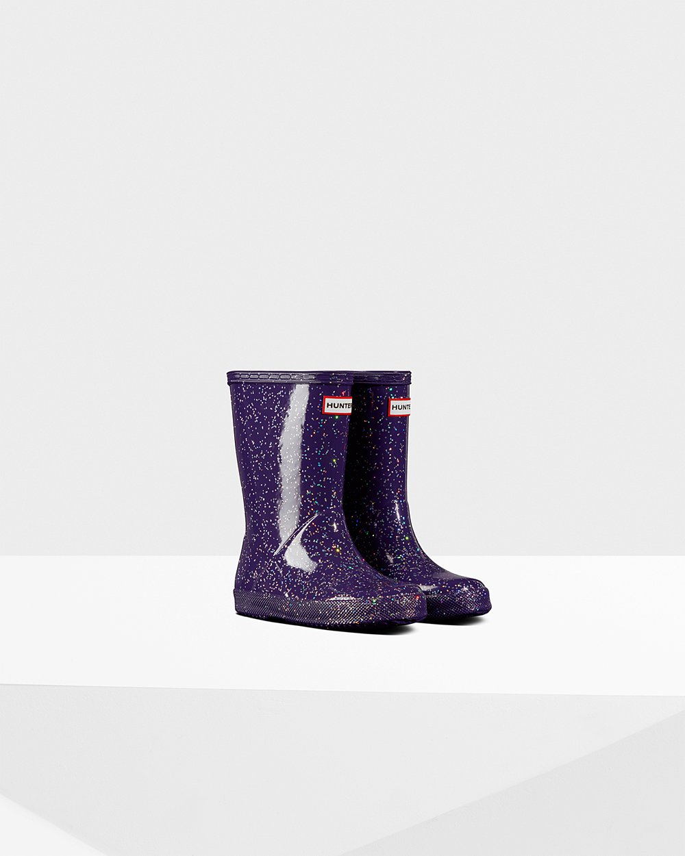 Bottes de Pluie Hunter Original First Giant Glitter Enfant Bleu Violette QCOYSPJ-83